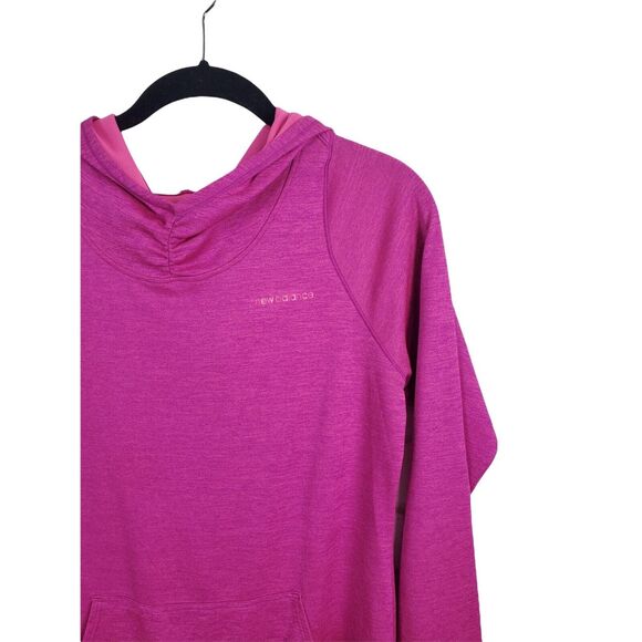 New Balance Dry Sweatshirt L Womens Thumb Holes Hooded Long Sleeve Barbie Core - Picture 3 of 5